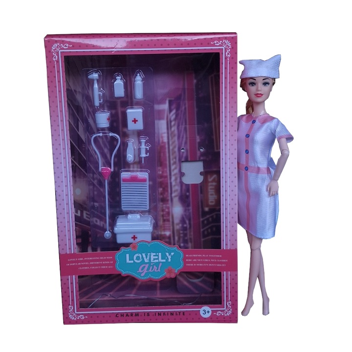 Papusa Lovely Girl Doctorita Cu Accesorii Medicale, Vision XXI