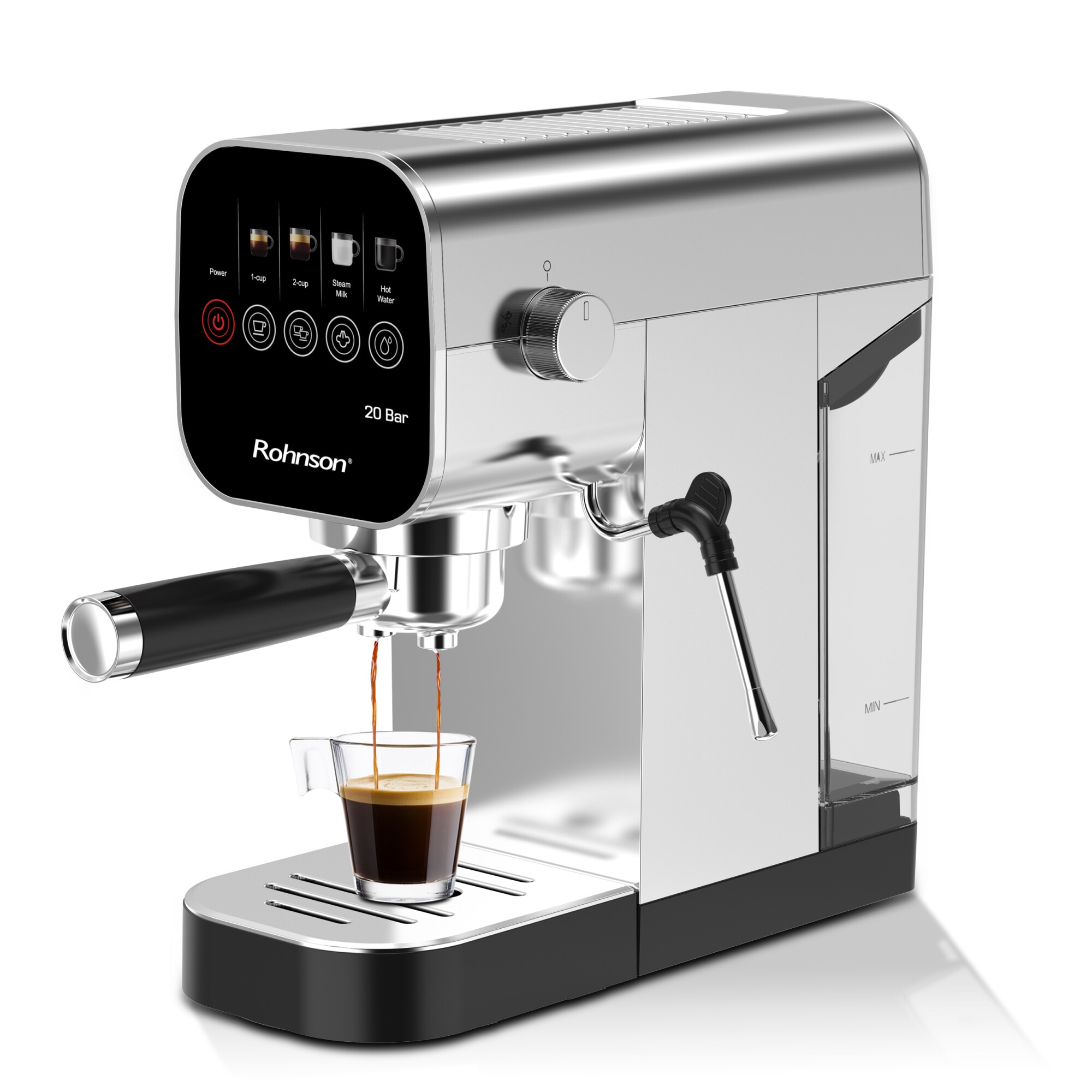 Espressor manual slim, Rohnson R98100, 20 bari, 1.360W, 0, 9 L
