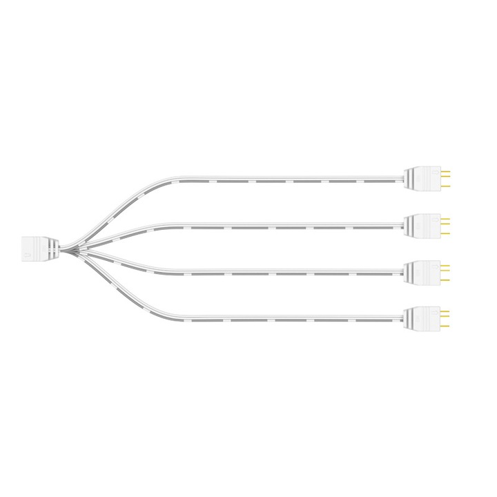 Удължителен кабел за дънна платка 5v3 pin, ARGB сплитер 2/3/4 синхронни хъбове, 5V 1/4 удължителен кабел, бял