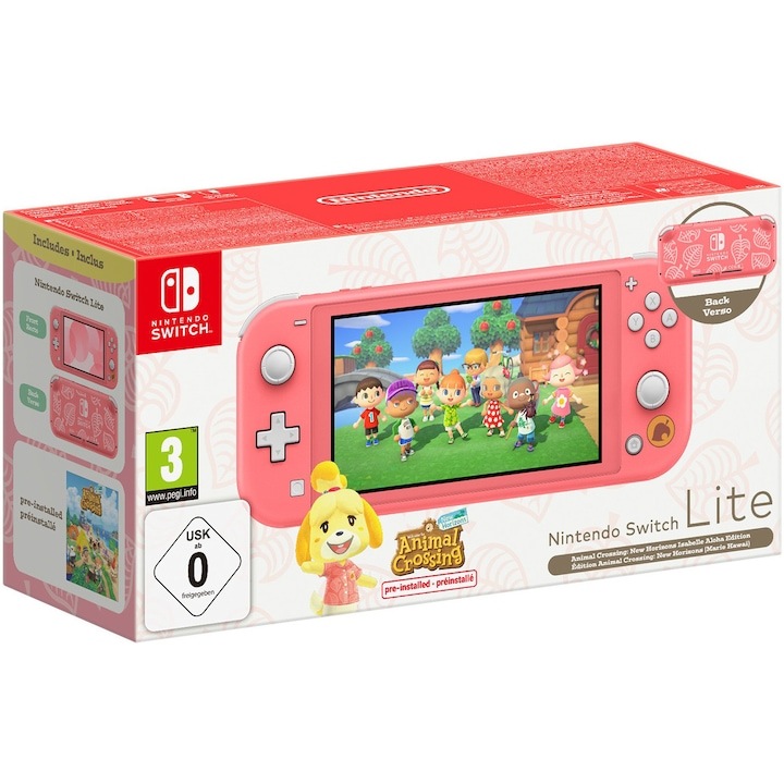Конзола Nintendo Switch Lite Isabelle Aloha Edition, Coral + 12 месеца Nintendo Switch Online абонамент