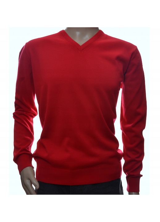 Férfi pulóver Selantino, Gyapjú/kasmír, Piros, M INTL