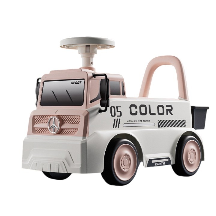 Кола за деца 3 години, Модел Камион, Спортна, Клаксон, Кутия за съхранение, 62x26x40 см, Розова