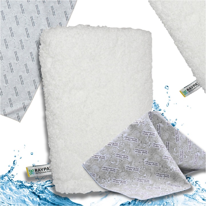 Manusa De Curatare, Raypath, White Nova M + Sunbeam Grey, Foarte Absorbanta, Microfibre Sintetice, Tehnologia Nano Silver, 15 x 22 cm, 38 x 41 cm, Alb