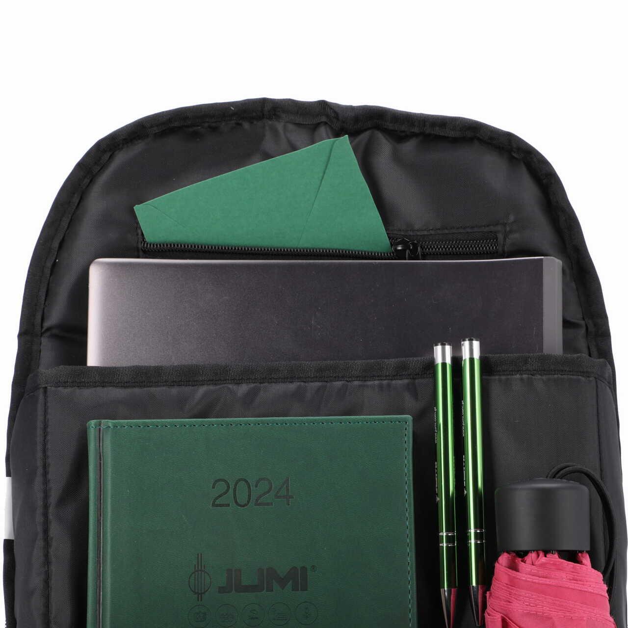 Rucsac turistic JUMI, negru, 21L, pentru laptop 15,6", 5 compartimente