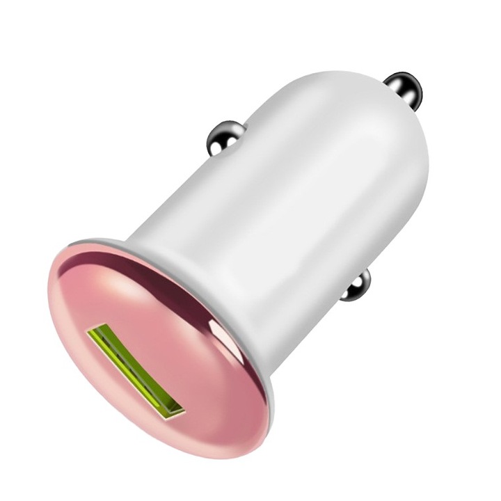 Incarcator Auto, Incarcare Rapida QC3.0, USB, din ABS, Roz