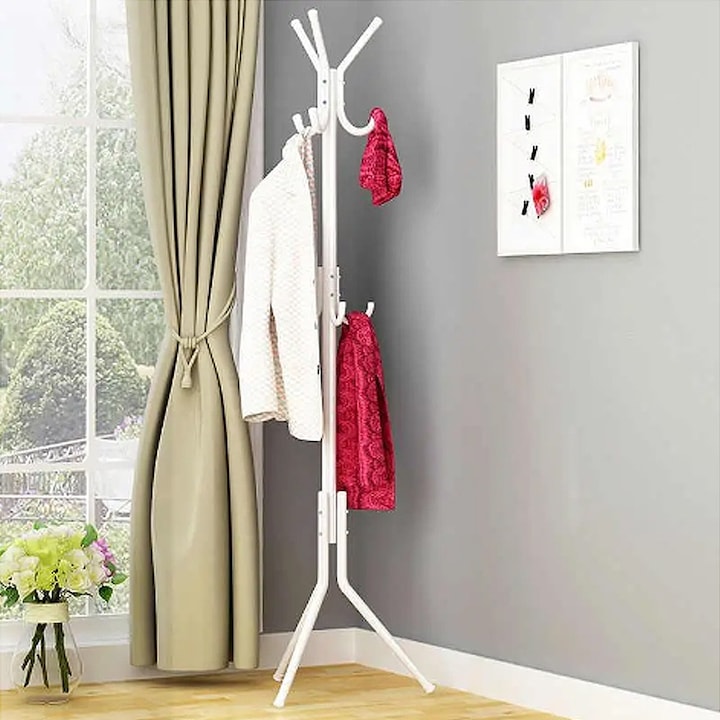 Cuier tip pom, cu multiple agatatori 175*45 cm Alb
