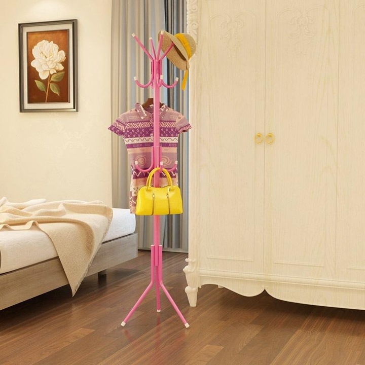 Cuier de tip pom, metalic, 175*45 cm. Roz