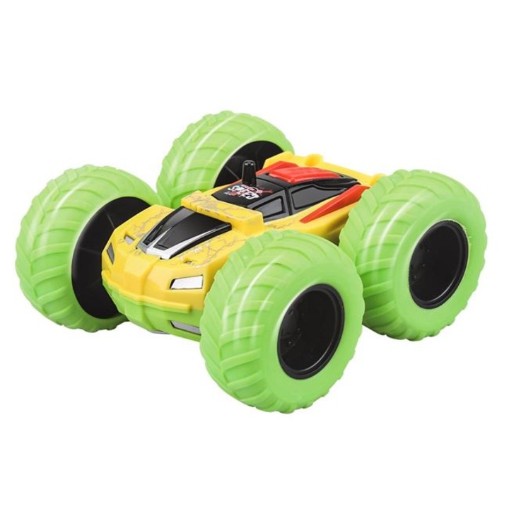 Vehicul jucarie Antbro® masinuta Stunt Action de cascadorii, verde/galben, 9 cm
