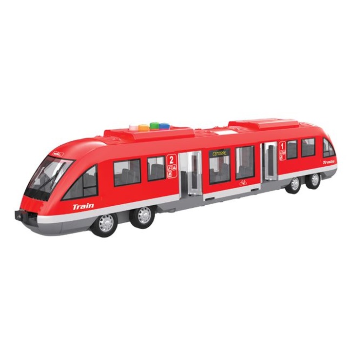 Vehicul jucarie Antbro® tramvai rosu cu usi care se deschid, lumini si sunete