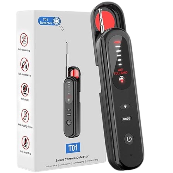 Detector Profesional Aparate Spionaj, Pentru camere si microfoane ascunse, Localizatoare GPS, Dispozitive GSM, Protejeaza intimitatea, Reincarcabil