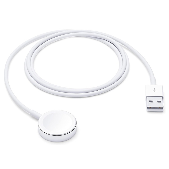 Безжично зарядно, Axroad Mall, Магнитно, Преносимо, USB кабел за зареждане, Бързо зареждане, Съвместимо с iWatch серия /8/7/6/6/5/4/3/2/1, 1 м, Бял
