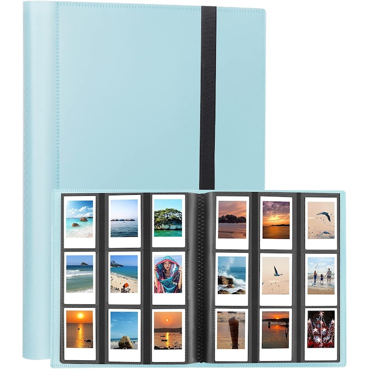 Комплект 432 фотоалбум Fujifilm Instax Mini 12, JENUOS®, 9 снимки на страница, 2x3 инча, прозрачни джобове, син
