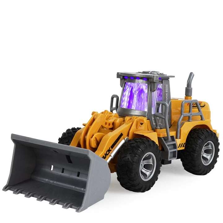Булдозер с дистанционно управление AjieQaQ, Имперско жълто, 1:30, 4 колела, Пълни функции, За деца 3-5 години