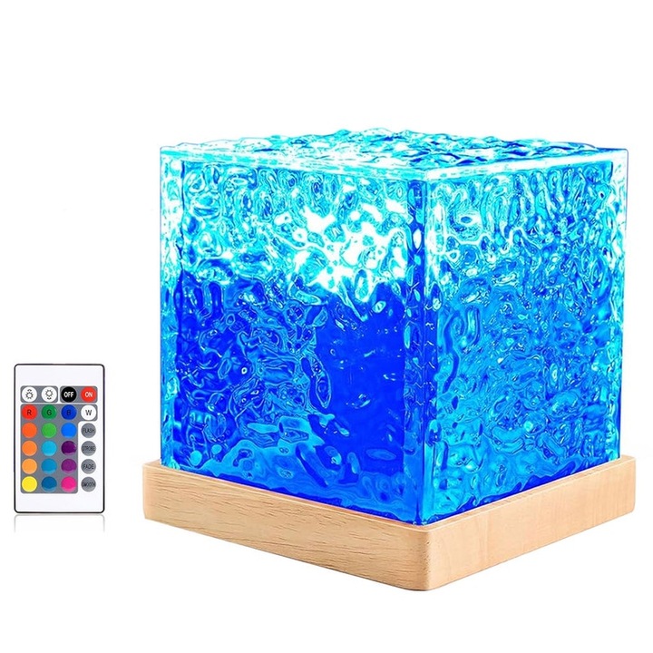 Lampa de Veghe, RASK, 16 color, cu telecomanda, Pentru dormitor, Petrecere, romantice, Valentines Day, baza de lemn, multicolor