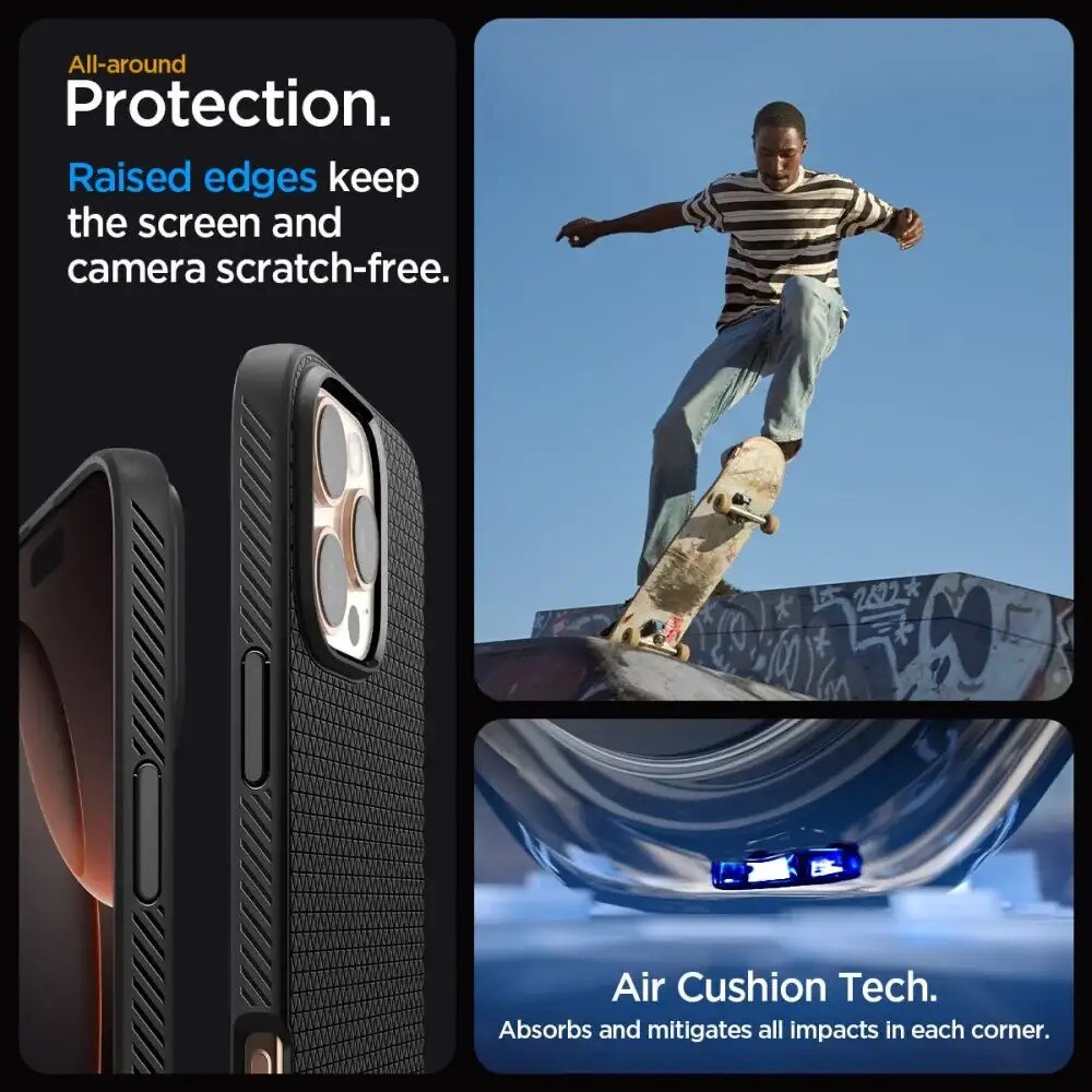 Carcasa Spigen Liquid Air compatibila cu iPhone 16 Pro Matte Black