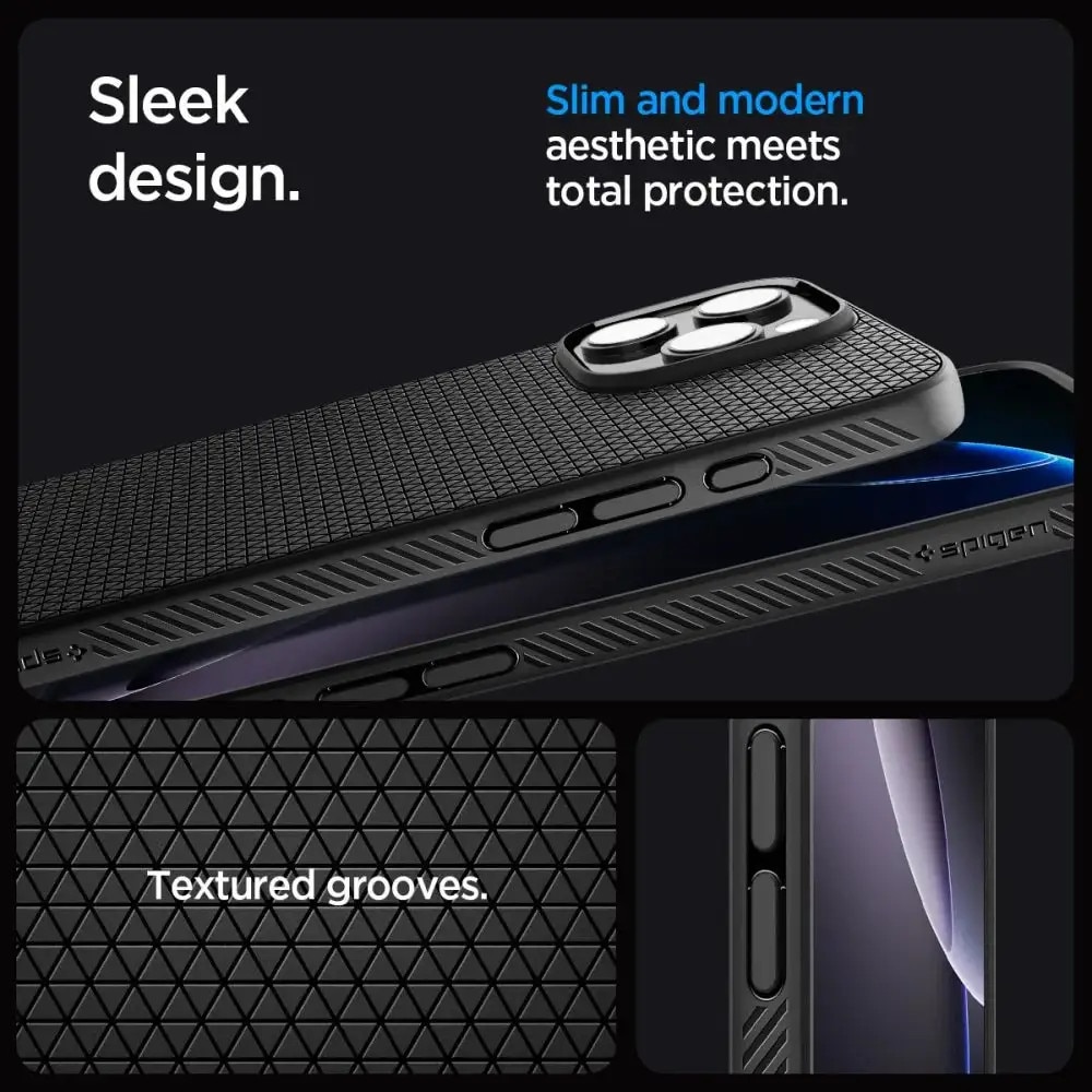 Carcasa Spigen Liquid Air compatibila cu iPhone 16 Pro Matte Black