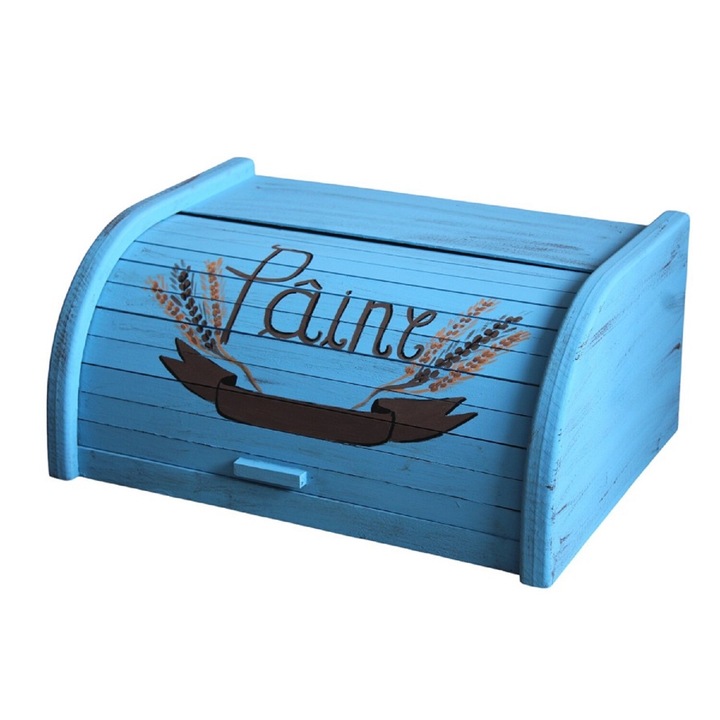 Kenyérdoboz, kézzel festett, tarka, 39 cm x 18 cm x 27 cm