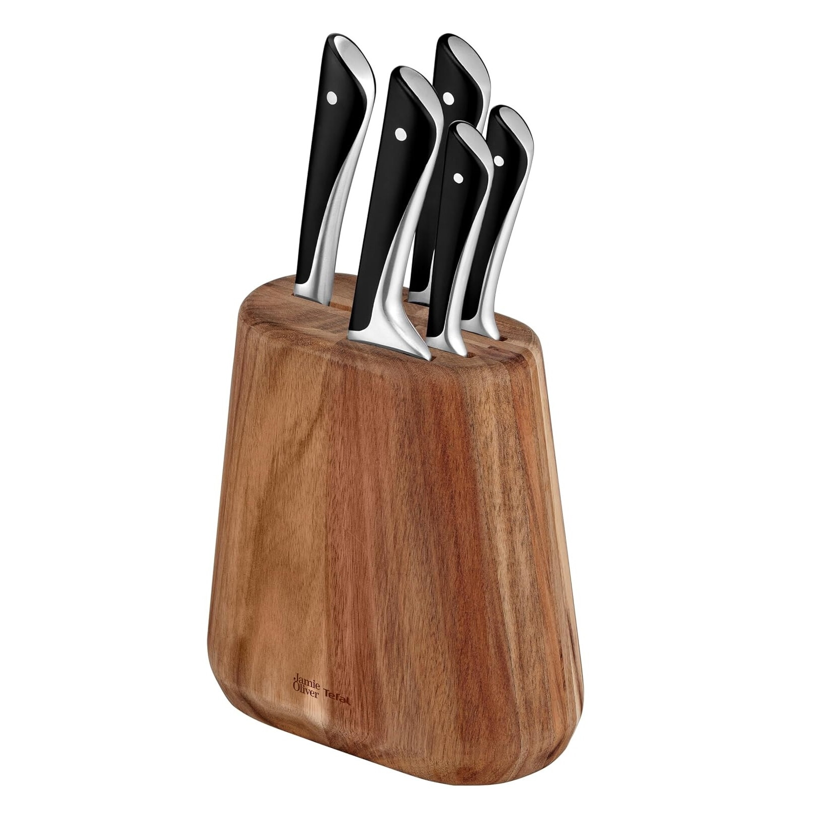 Set cutite Tefal Jamie Oliver K267S556, 6 piese, suport lemn