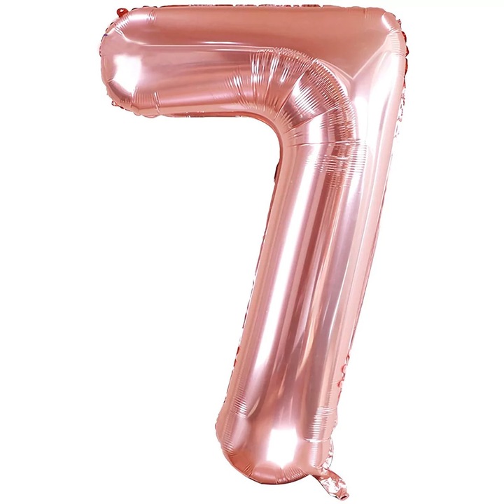 Balon folie in forma de cifra, Rose Gold, 40 cm, Cifra 7