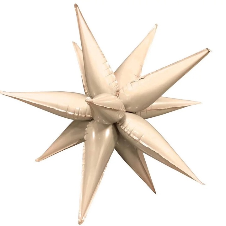 Balon folie Stele 3D cu tepi detasabili, 100 cm, Crem
