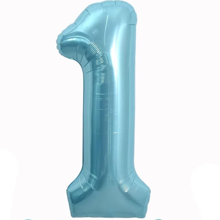 Balon folie in forma de cifra, Albastru Deschis, 100 cm, Cifra 1