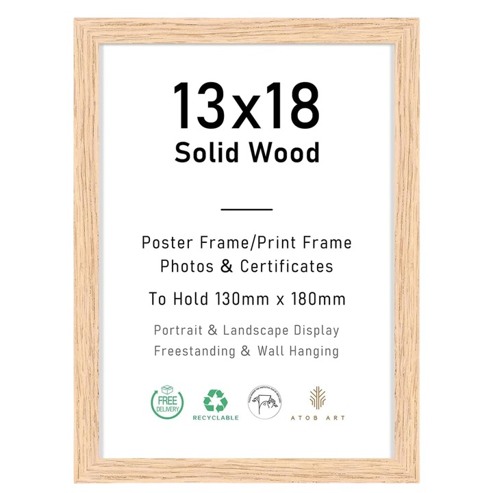 Rama foto Arob Art, lemn masiv/plexiglas/MDF, natur, 14, 5 x 19, 5 cm