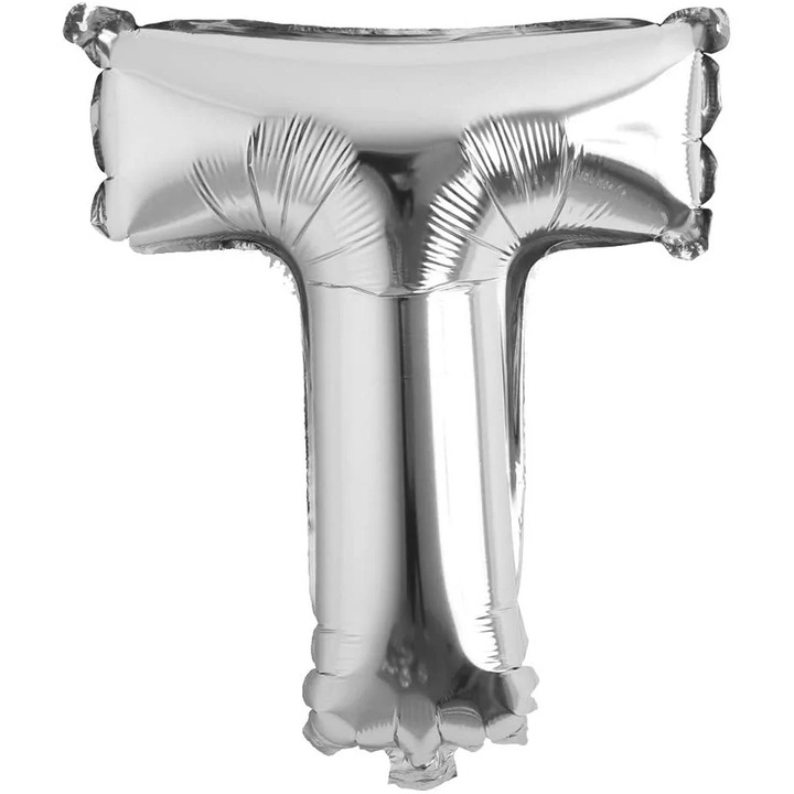 Balon folie in forma de litera, 40 cm, Argintiu, Litera T