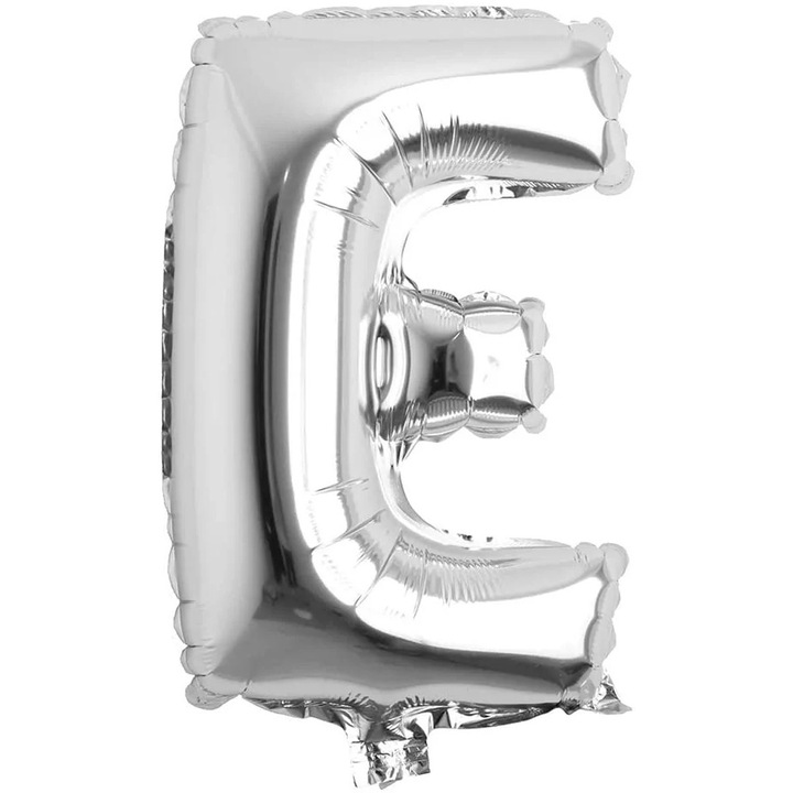 Balon folie in forma de litera, 40 cm, Argintiu, Litera E