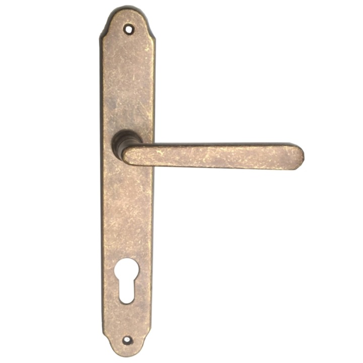 Maner usa intrare, cu sild, Verofer Wien, pentru cilindru, alama, bronzat antic, 85 mm