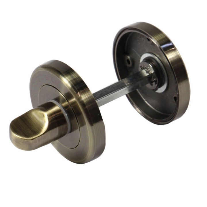 Rozeta rotunda pentru broasca baie, Yale, otel, antic brass, 54 mm, 2 buc / set