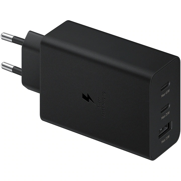 Incarcator retea 65W, 3 porturi, negru, pentru dispozitive universale