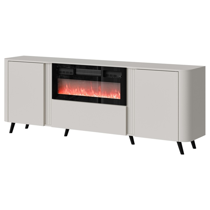 Comoda cu semineu Newort 200 EF, MIRJAN24, casmir mat, 39x200x76 cm