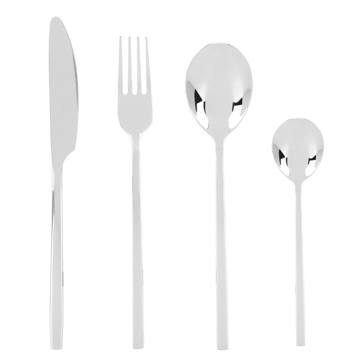 Enforose rozsdamentes acél evőeszközkészlet, 1 kés, 1 villa, 2 kanál, háztartási használatra, rozsdaálló