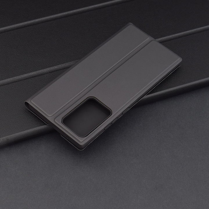 Husa Cu Grad Ridicat de Protectie pentru Samsung Galaxy Note 20 Ultra/Note 20 Ultra 5G, Tuds Armor, Magskin Book, O77, Piele ecologica, Intense Dark