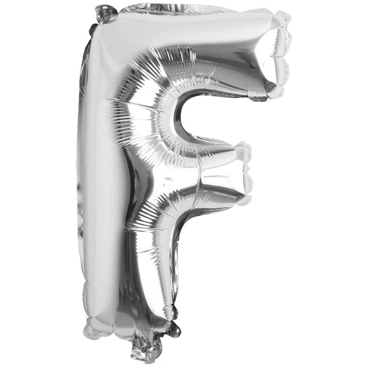 Balon folie in forma de litera, 40 cm, Argintiu, Litera F