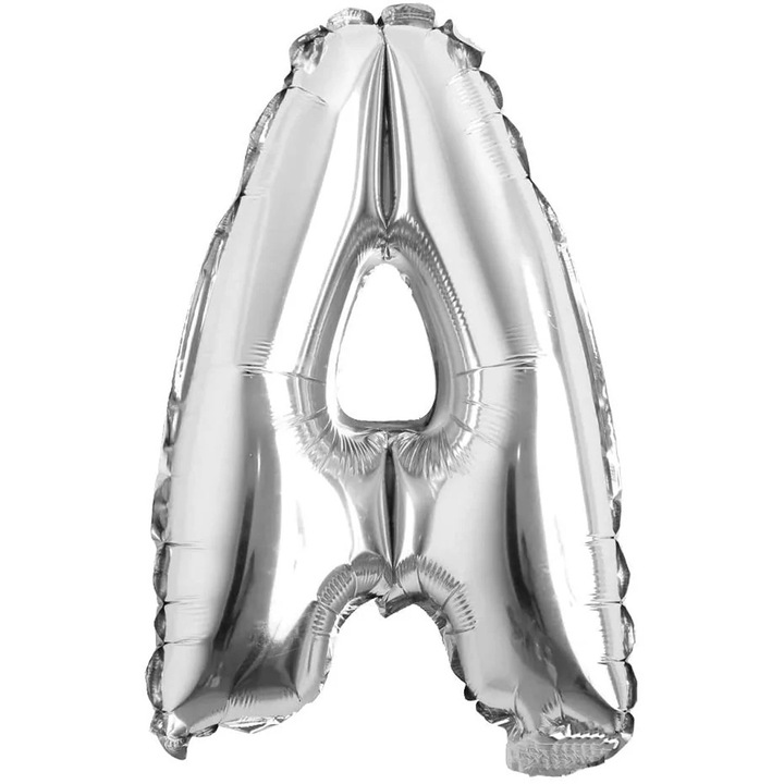 Balon folie in forma de litera, 40 cm, Argintiu, Litera A