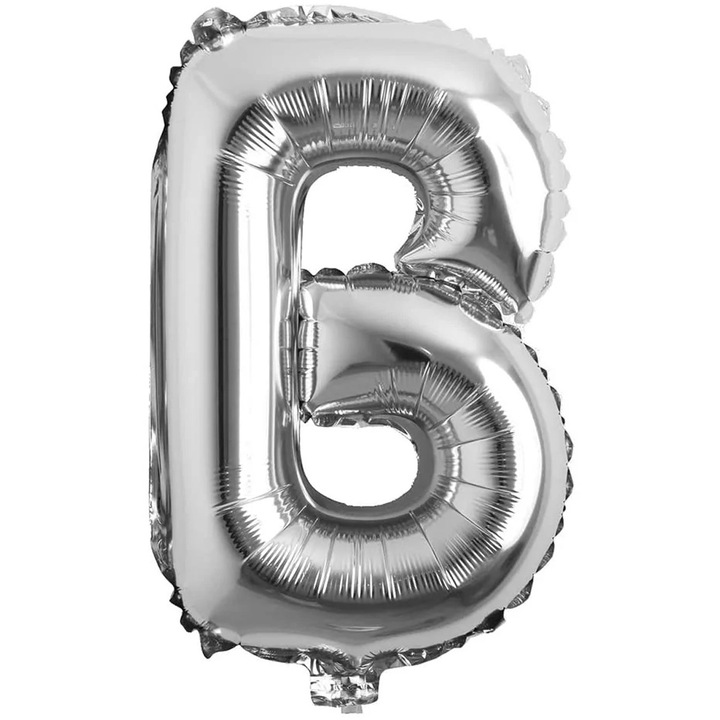 Balon folie in forma de litera, 40 cm, Argintiu, Litera B