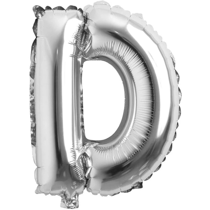 Balon folie in forma de litera, 40 cm, Argintiu, Litera D