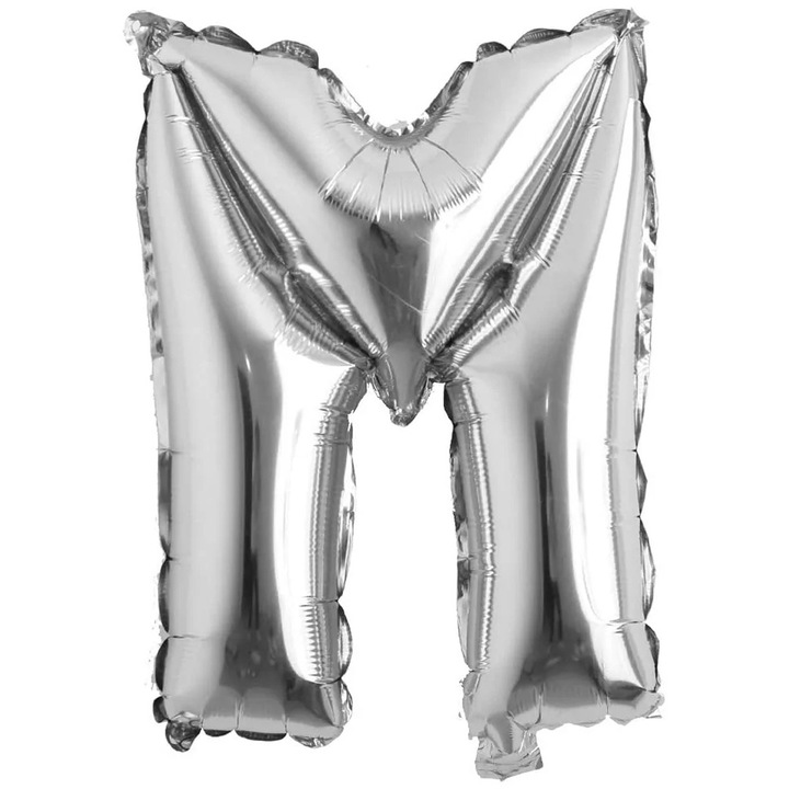 Balon folie in forma de litera, 40 cm, Argintiu, Litera M