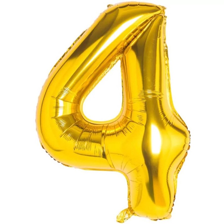 Balon folie in forma de cifra, Auriu, 70 cm, Cifra 4