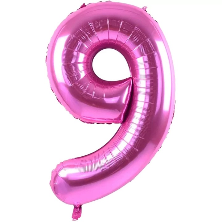 Balon folie in forma de cifra, Roz, 100 cm, Cifra 9