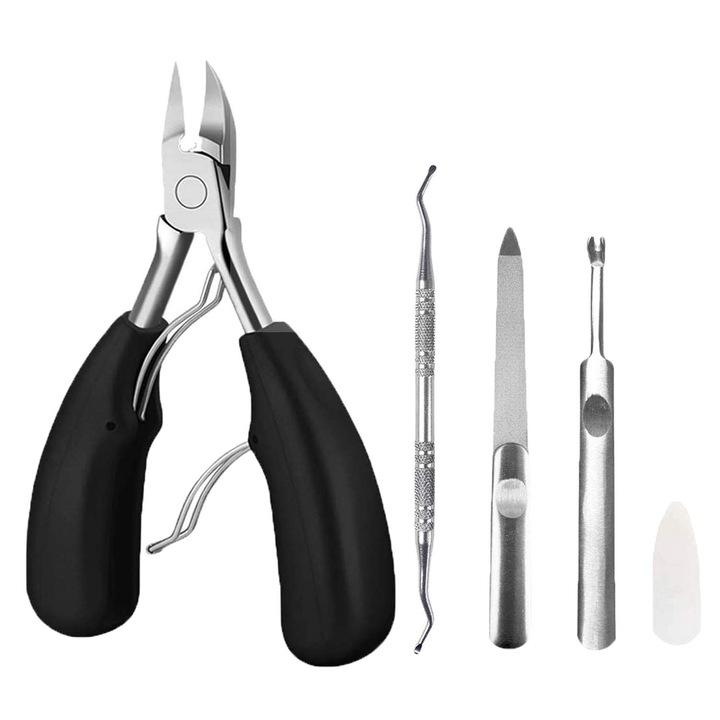 Masina de taiat unghii din otel inoxidabil fara rugina, maner ergonomic cu prindere confortabila, solutie profesionala pentru unghii incarnate, deschidere larga a falcilor pentru unghii groase, kit de pedichiura cu mai multe instrumente.
