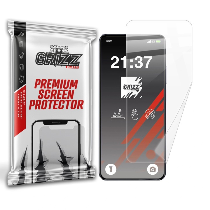 Folie ceramica Grizz CeramicFilm pentru Realme Note 60, transparenta, montaj usor, set complet