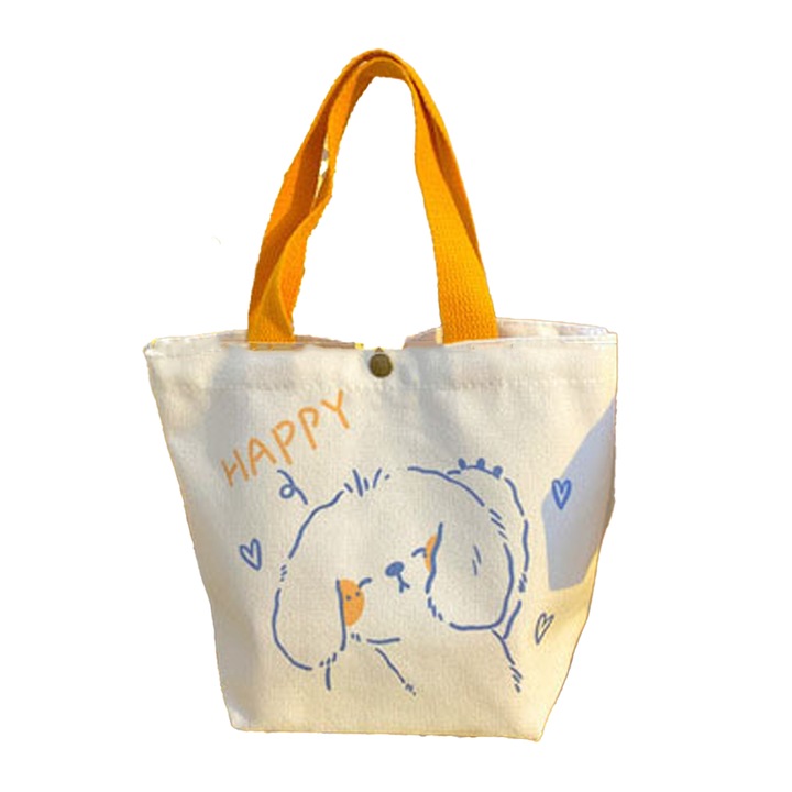 Vászontáska, nagy kapacitású, rajzfilmes kutya mintával, bevásárláshoz, többszínű