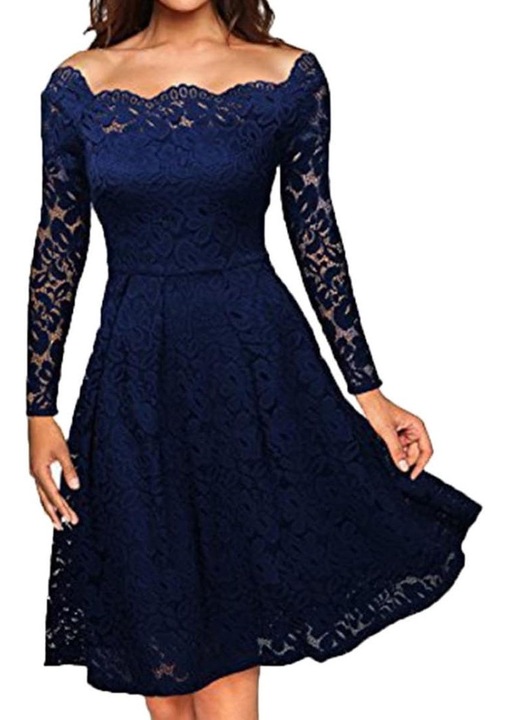 Rochie vintage Cozevdnt, nylon, dantela florala, albastru, S INTL