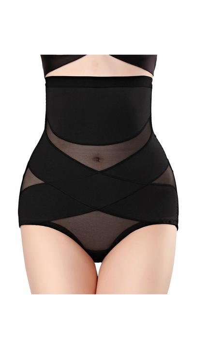 Lenjerie Modelatoare pentru Abdomen, Flippy, cu Talie Inalta si Corset, Negru, Push-Up, Negru