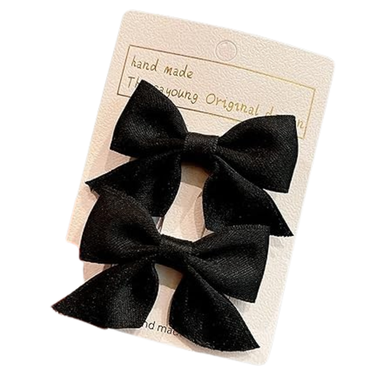 Set 2 fundite de par, Textil, accesorii pentru par, Negru, 6cm