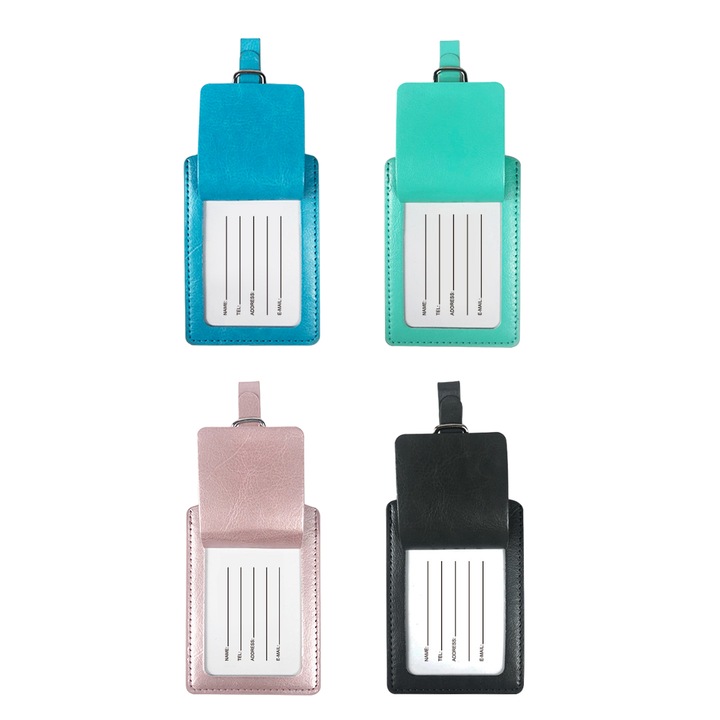 Комплект етикети за багаж от кожа Zeaicos, 4 броя, многоцветни, 7.2x11см