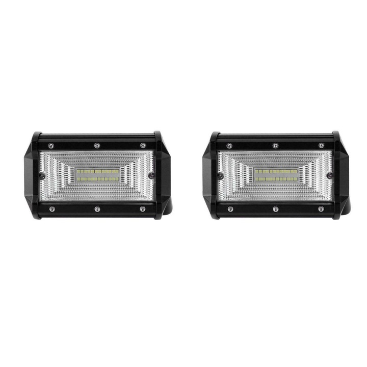 Set 2x Proiectoare LED auto OFF-ROAD 72W, 12V-24V, 6000K, carcasa aluminiu, BZRSH