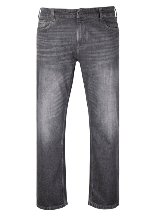 Blugi barbati big size Casby cu talie medie si croiala Dreapta, Gri inchis, Gri inchis